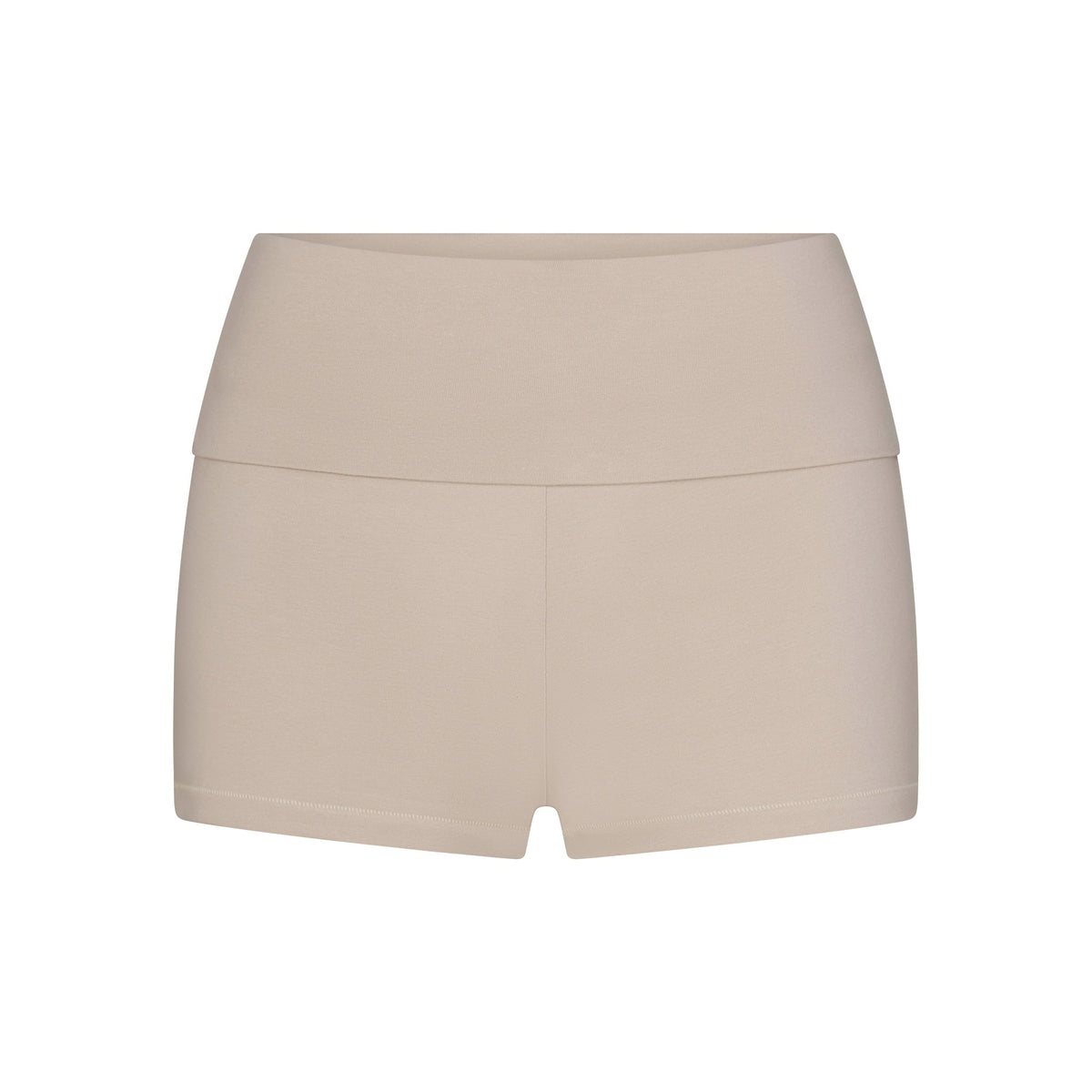 COTTON JERSEY FOLDOVER SHORT | STONE FLAT ON A WHITE BACKGROUND | FLT