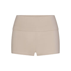 COTTON JERSEY FOLDOVER SHORT | STONE FLAT ON A WHITE BACKGROUND | FLT