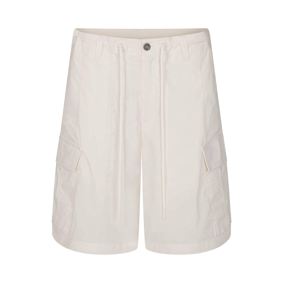 WOVEN COTTON OVERSIZED CARGO SHORT | EGRET FLAT ON A WHITE BACKGROUND | FLT