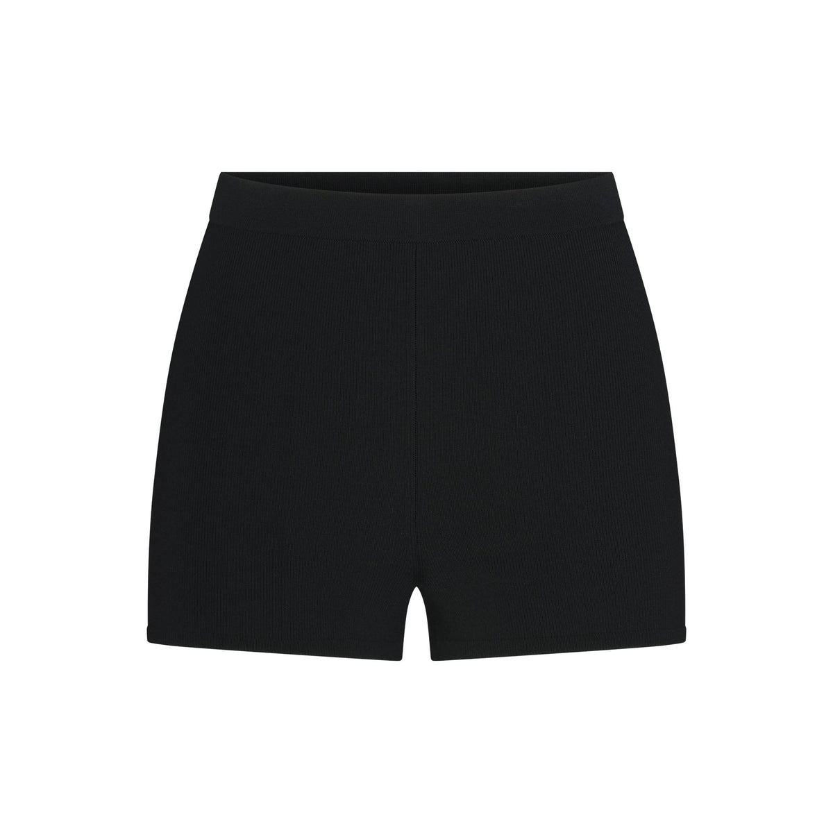 REFINED KNIT HIGH-WAISTED SHORT | OBSIDIAN FLAT ON A WHITE BACKGROUND | FLT