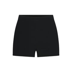 REFINED KNIT HIGH-WAISTED SHORT | OBSIDIAN FLAT ON A WHITE BACKGROUND | FLT