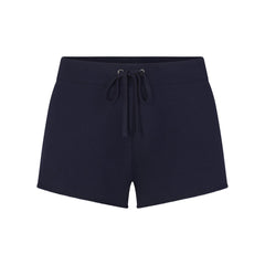 DRAPEY FRENCH TERRY SHORT | NAVY FLAT ON A WHITE BACKGROUND | FLT