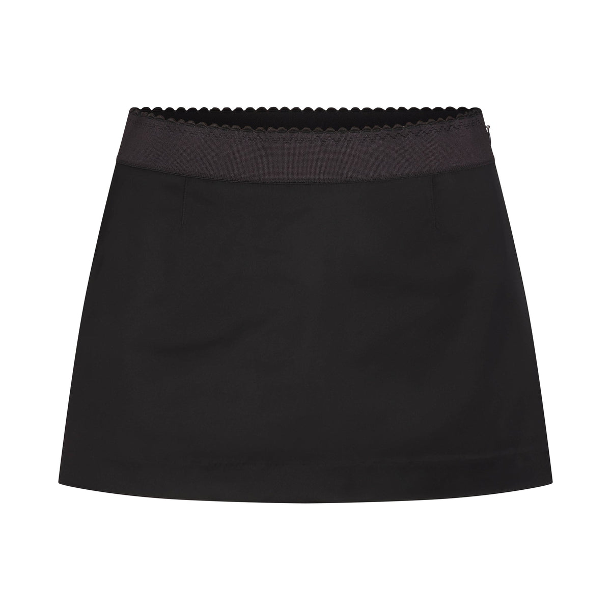 SATIN MINI SKIRT | OBSIDIAN FLAT ON A WHITE BACKGROUND | FLT
