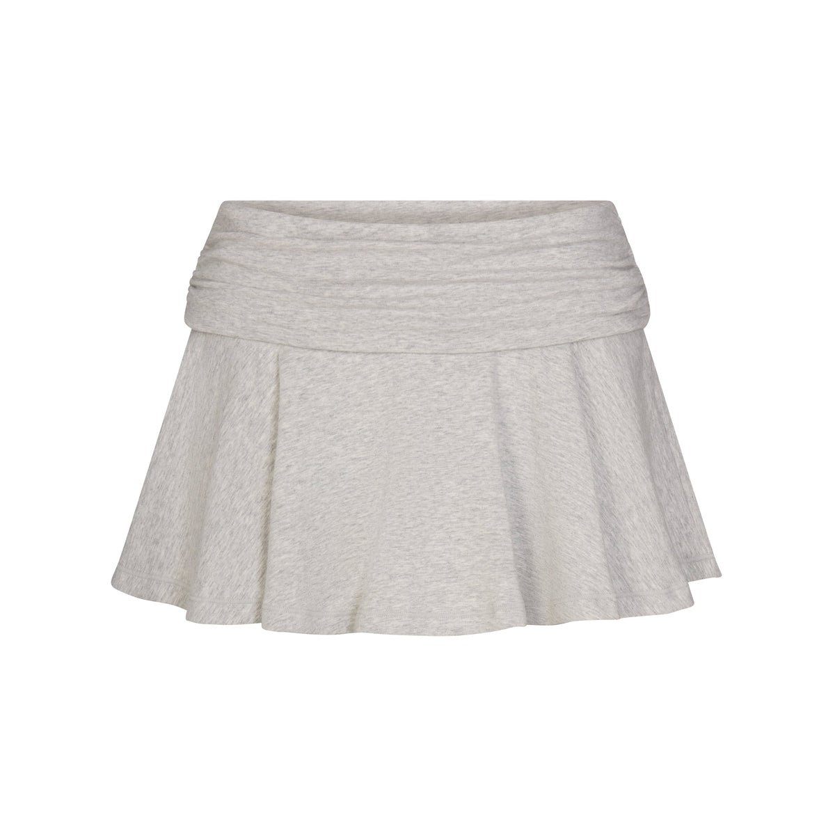 COTTON JERSEY FOLDOVER MINI SKORT | LIGHT HEATHER GREY FLAT ON A WHITE BACKGROUND | FLT