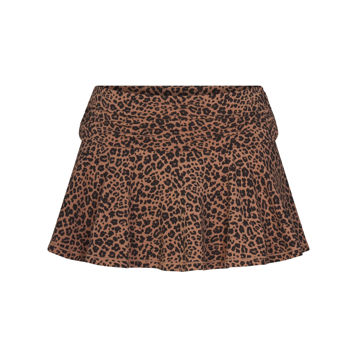 COTTON JERSEY FOLDOVER MINI SKORT | SIENNA NATURAL LEOPARD FLAT ON A WHITE BACKGROUND | FLT