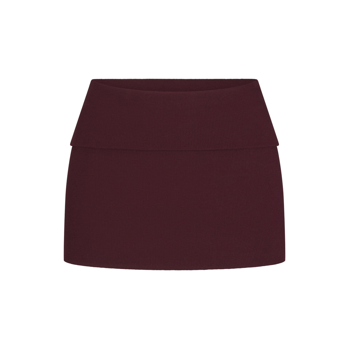 COTTON RIB FOLDOVER MINI SKIRT | CURRANT FLAT ON A WHITE BACKGROUND | FLT