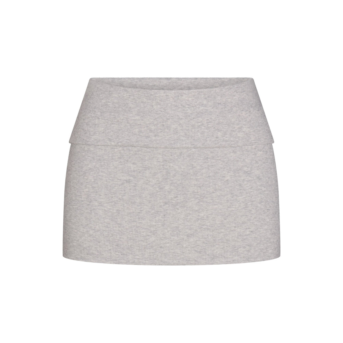 COTTON RIB FOLDOVER MINI SKIRT | LIGHT HEATHER GREY FLAT ON A WHITE BACKGROUND | FLT