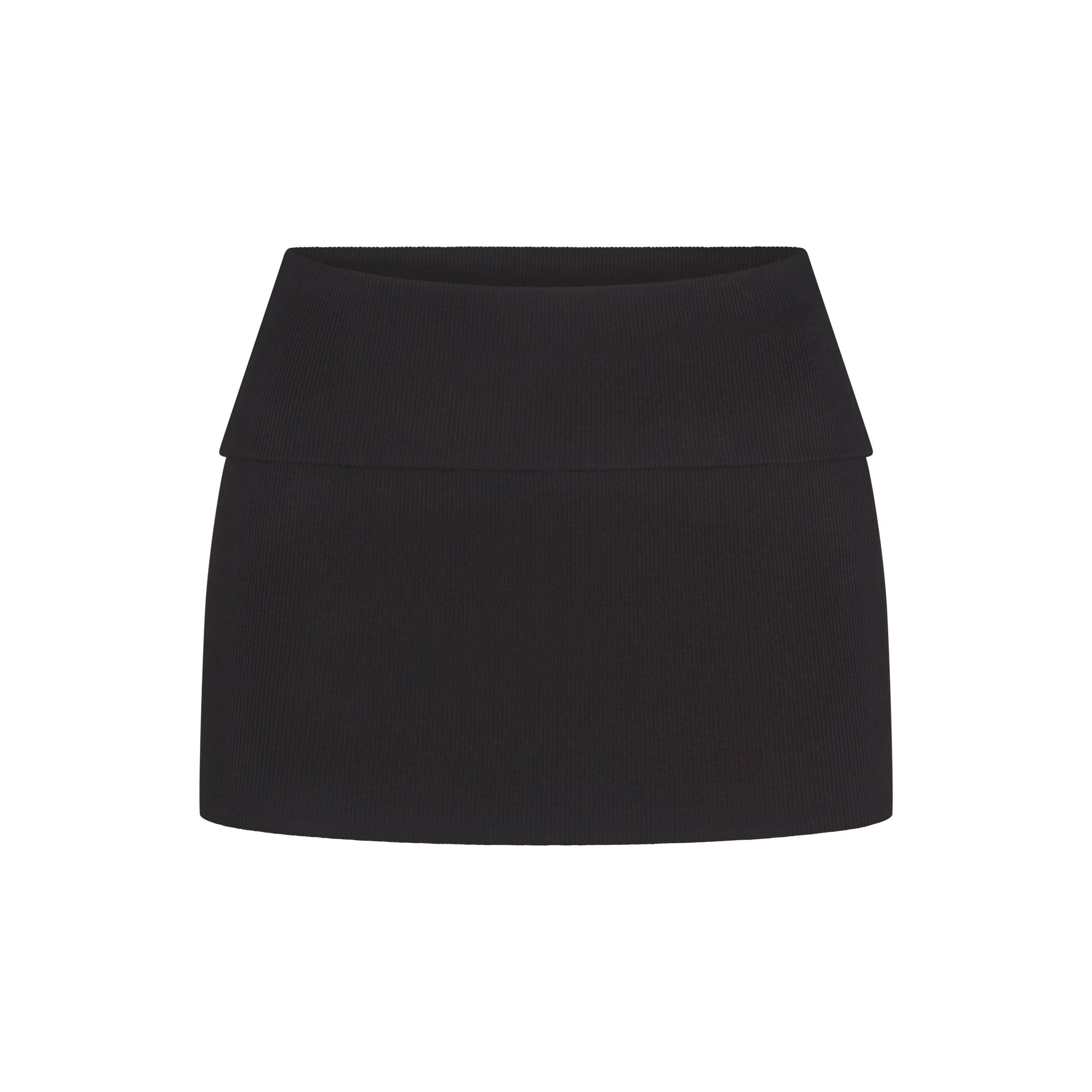 COTTON RIB FOLDOVER MINI SKIRT | SOOT FLAT ON A WHITE BACKGROUND | FLT