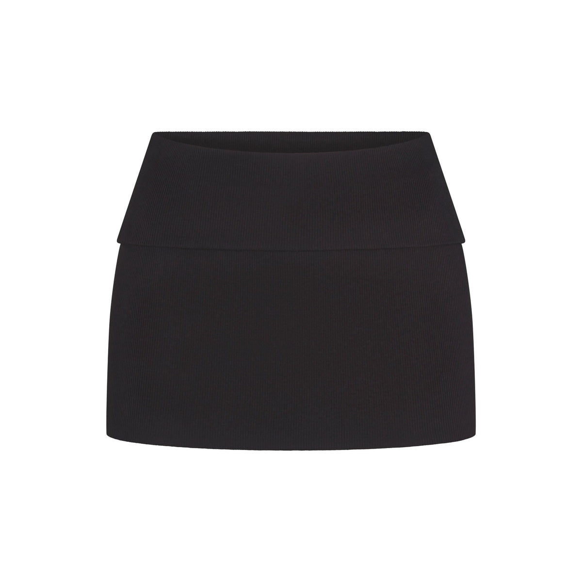 COTTON RIB FOLDOVER MINI SKIRT | SOOT FLAT ON A WHITE BACKGROUND | FLT