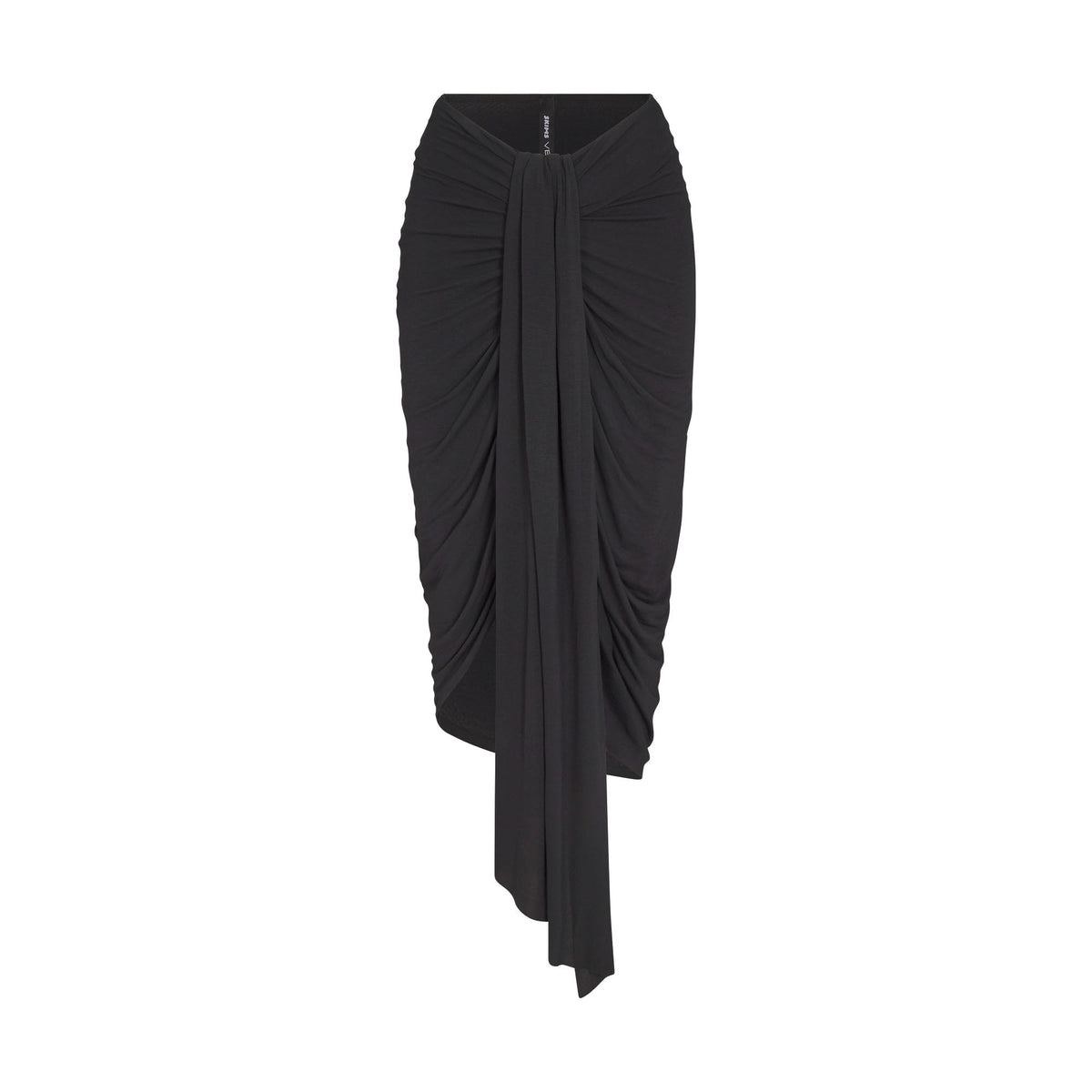 SHEER MODAL DRAPED SKIRT | ONYX FLAT ON A WHITE BACKGROUND | FLT