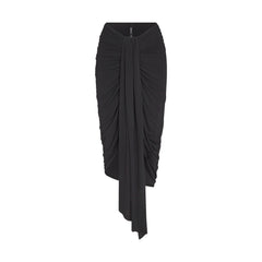 SHEER MODAL DRAPED SKIRT | ONYX FLAT ON A WHITE BACKGROUND | FLT