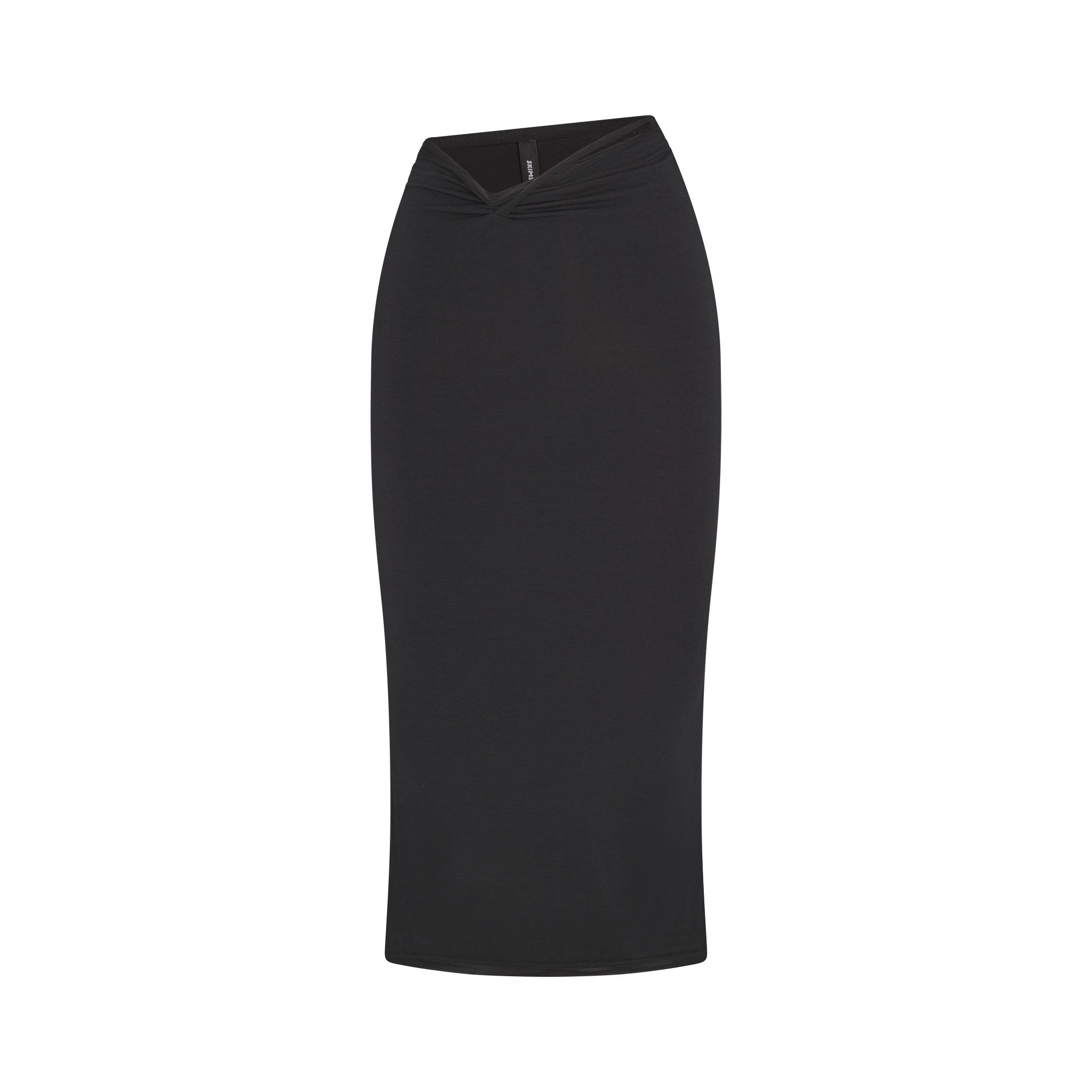 SHEER MODAL MIDI SKIRT | ONYX FLAT ON A WHITE BACKGROUND | FLT