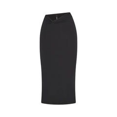 SHEER MODAL MIDI SKIRT | ONYX FLAT ON A WHITE BACKGROUND | FLT