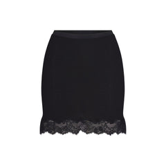 RIB KNIT LACE MINI SKIRT | OBSIDIAN FLAT ON A WHITE BACKGROUND | FLT