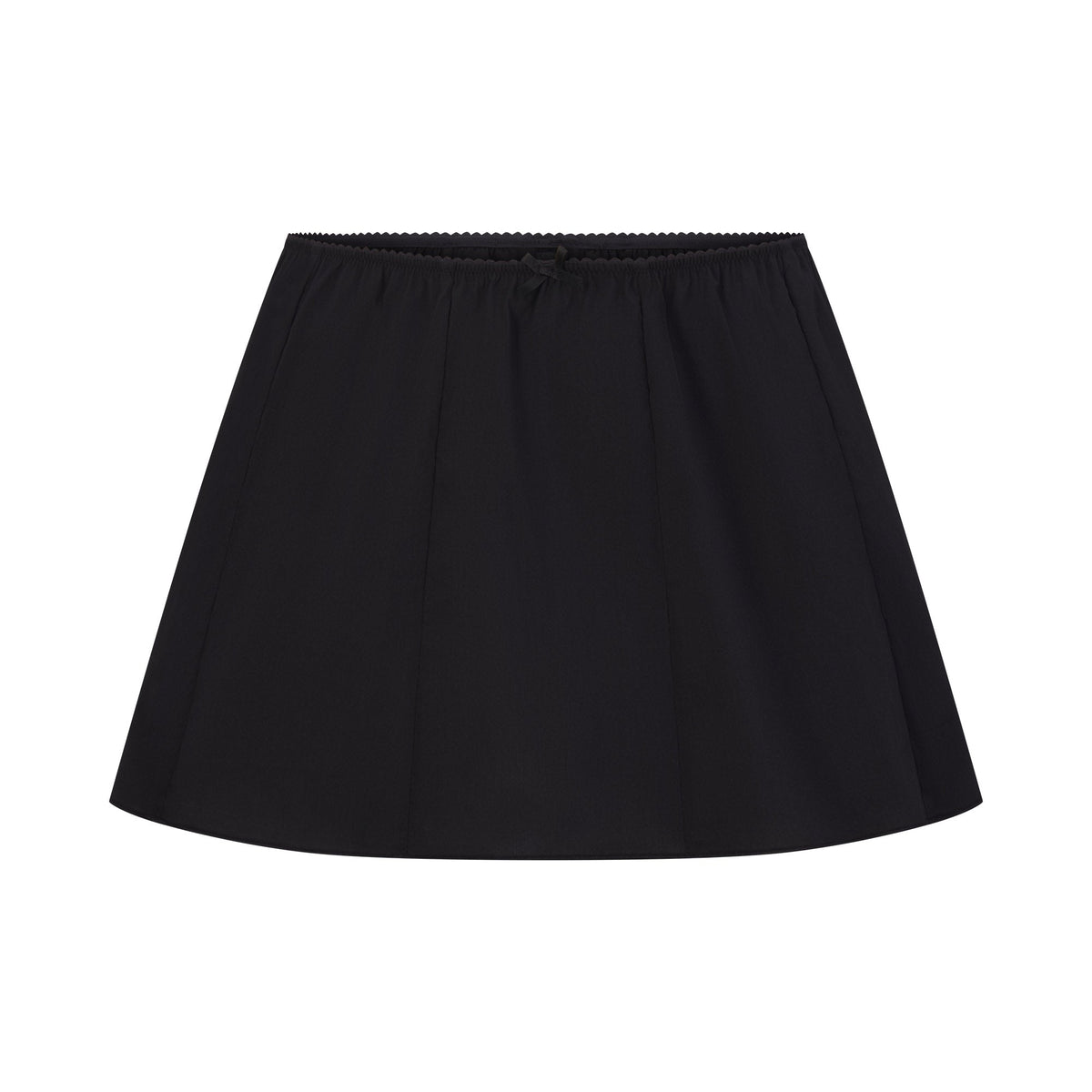 COTTON POPLIN MINI SKIRT | ONYX FLAT ON A WHITE BACKGROUND | FLT