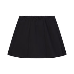 COTTON POPLIN MINI SKIRT | ONYX FLAT ON A WHITE BACKGROUND | FLT