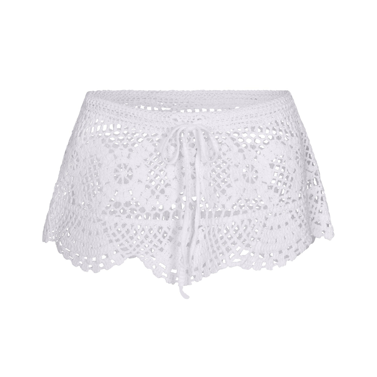 CROCHET COVER-UPS LOW RISE MINI SKIRT | SNOW FLAT ON A WHITE BACKGROUND | FLT