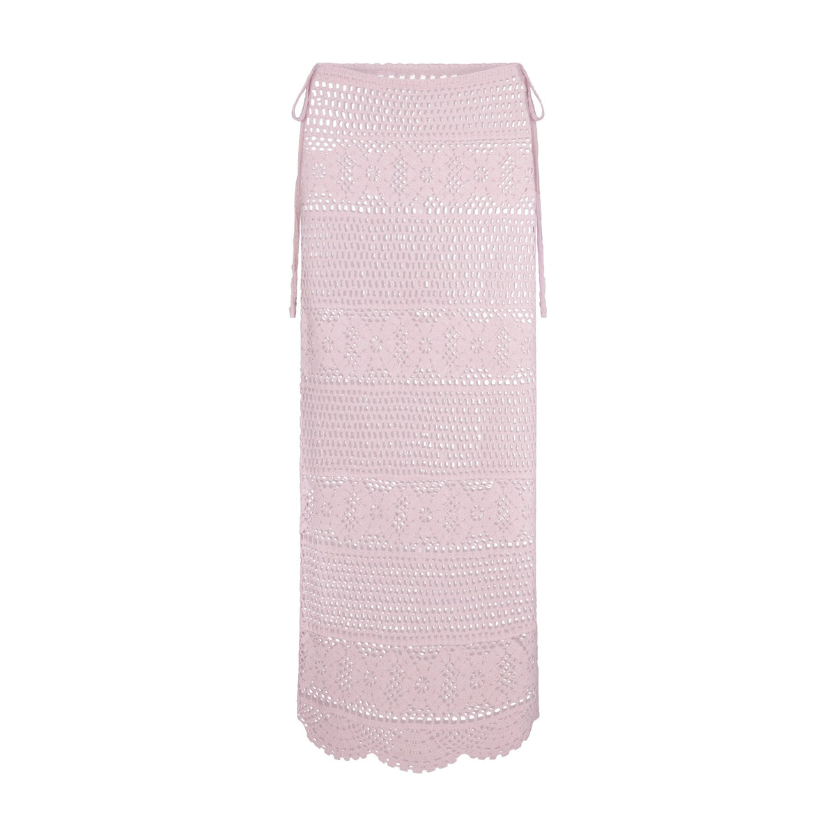CROCHET COVER-UPS LONG SKIRT | CHERRY BLOSSOM FLAT ON A WHITE BACKGROUND | FLT