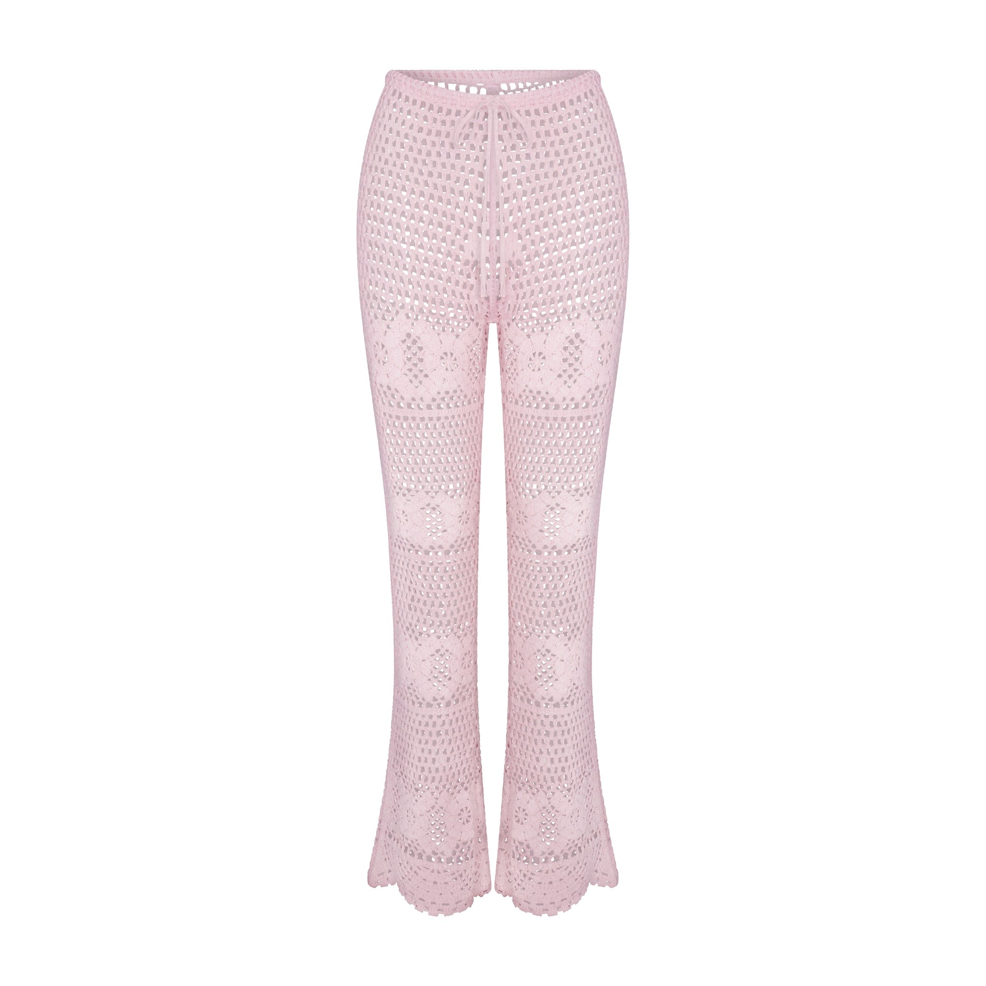 CROCHET COVER-UPS FLARE PANT | CHERRY BLOSSOM FLAT ON A WHITE BACKGROUND | FLT