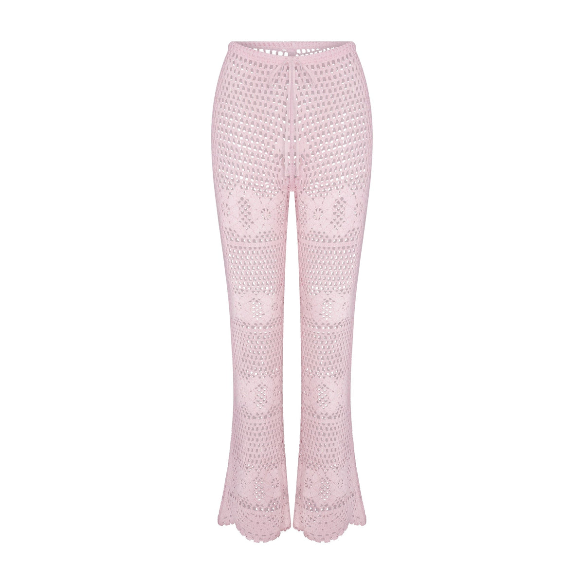 CROCHET COVER-UPS FLARE PANT | CHERRY BLOSSOM FLAT ON A WHITE BACKGROUND | FLT