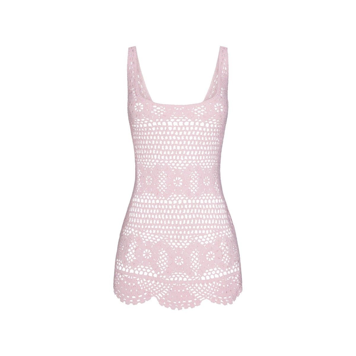 CROCHET COVER-UPS TANK DRESS | CHERRY BLOSSOM FLAT ON A WHITE BACKGROUND | FLT