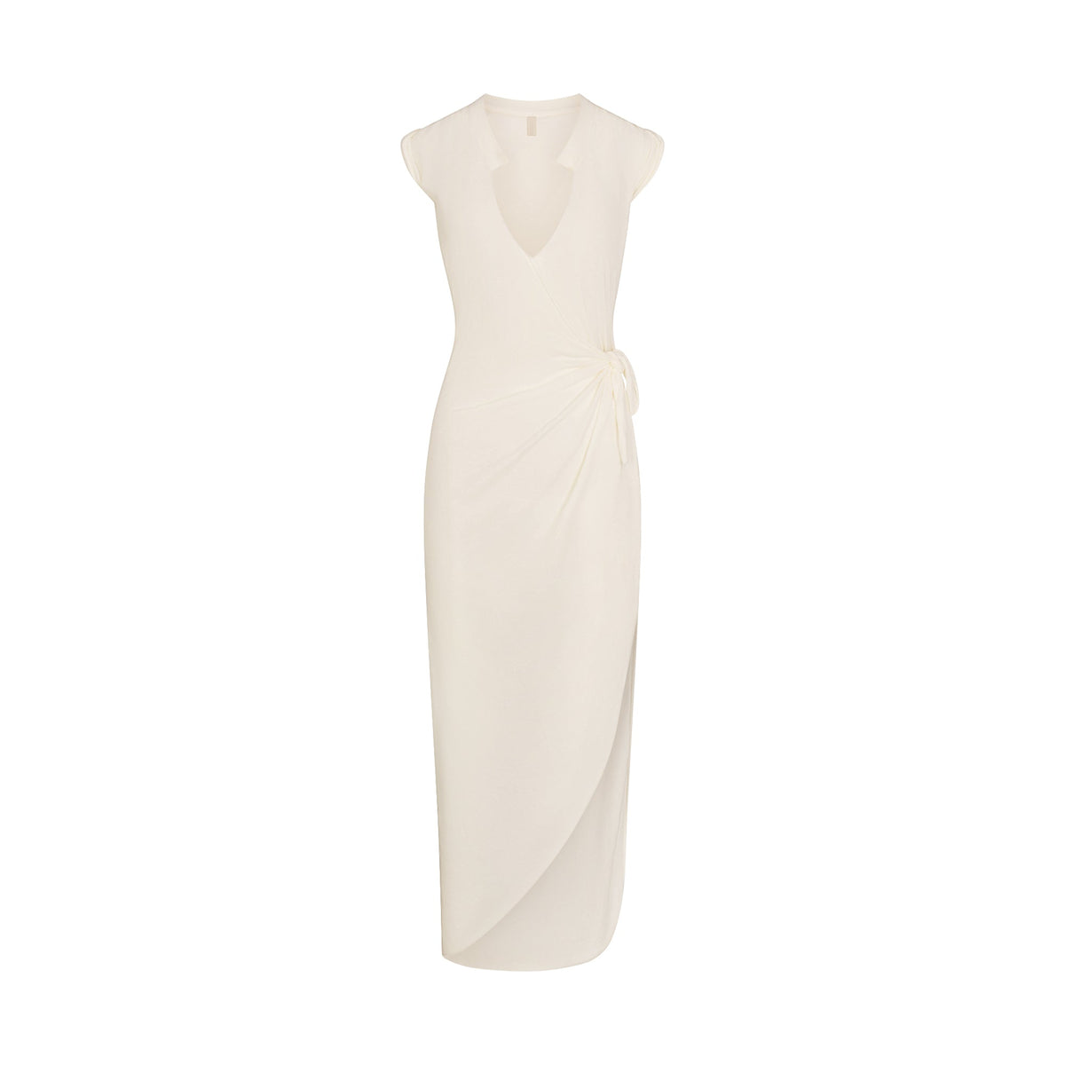 COTTON JERSEY COVER-UPS TIE DRESS | EGRET LAYS FLAT ON A WHITE BACKGROUND | FLT