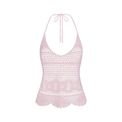 CROCHET COVER-UPS CAMI | CHERRY BLOSSOM FLAT ON A WHITE BACKGROUND | FLT