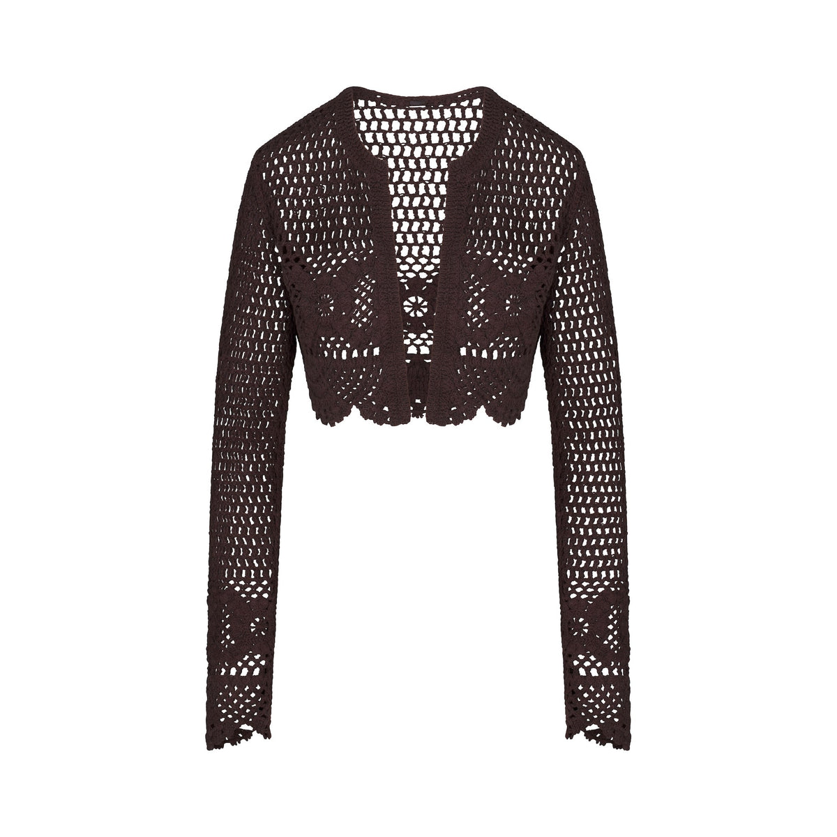 CROCHET COVER-UPS CROPPED CARDIGAN | PHOENIX FLAT ON A WHITE BACKGROUND | FLT