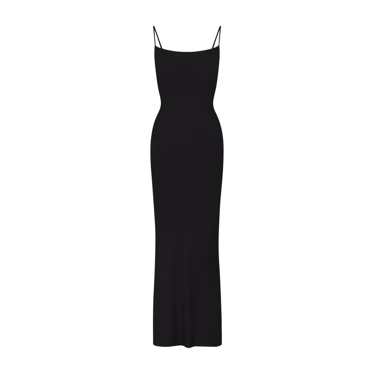 SOFT LOUNGE PETITE LONG SLIP DRESS | ONYX LAYS FLAT ON A WHITE BACKGROUND | FLT