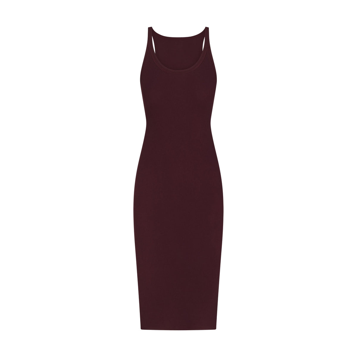 COTTON RIB TANK MIDI DRESS | CURRANT FLAT ON A WHITE BACKGROUND | FLT