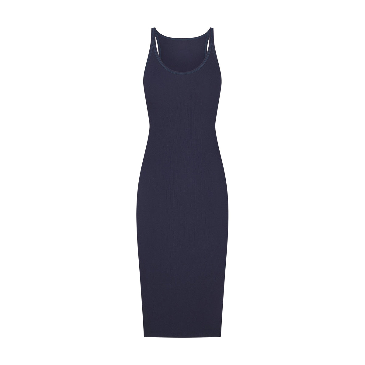 COTTON RIB TANK MIDI DRESS | NAVY FLAT ON A WHITE BACKGROUND | FLT