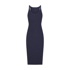COTTON RIB TANK MIDI DRESS | NAVY FLAT ON A WHITE BACKGROUND | FLT