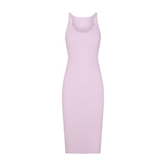 COTTON RIB TANK MIDI DRESS | SUGAR PLUM FLAT ON A WHITE BACKGROUND | FLT