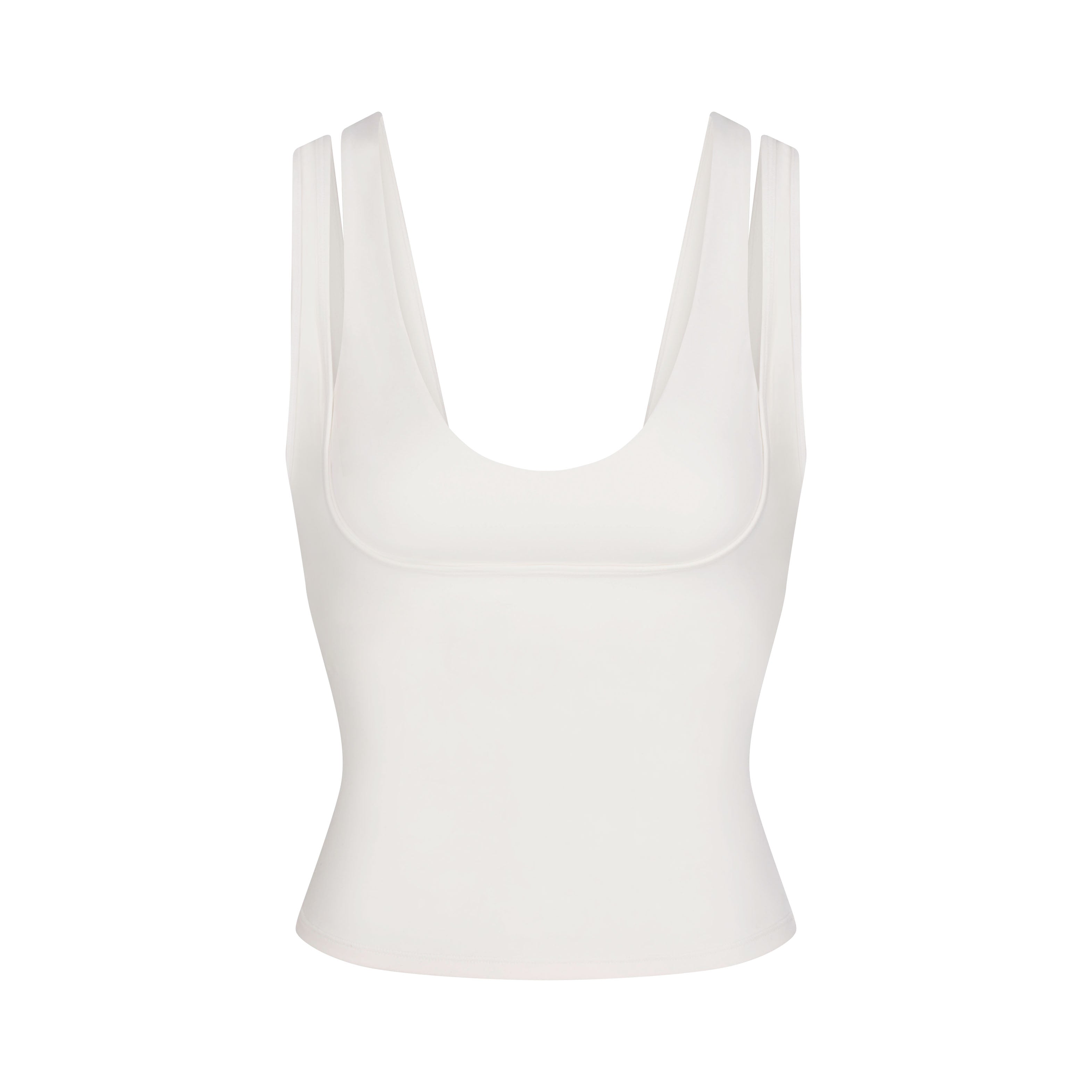 NikeSKIMS MATTE DOUBLE STRAP SCOOP TANK | IVORY LAYS FLAT ON A WHITE BACKGROUND | FLT