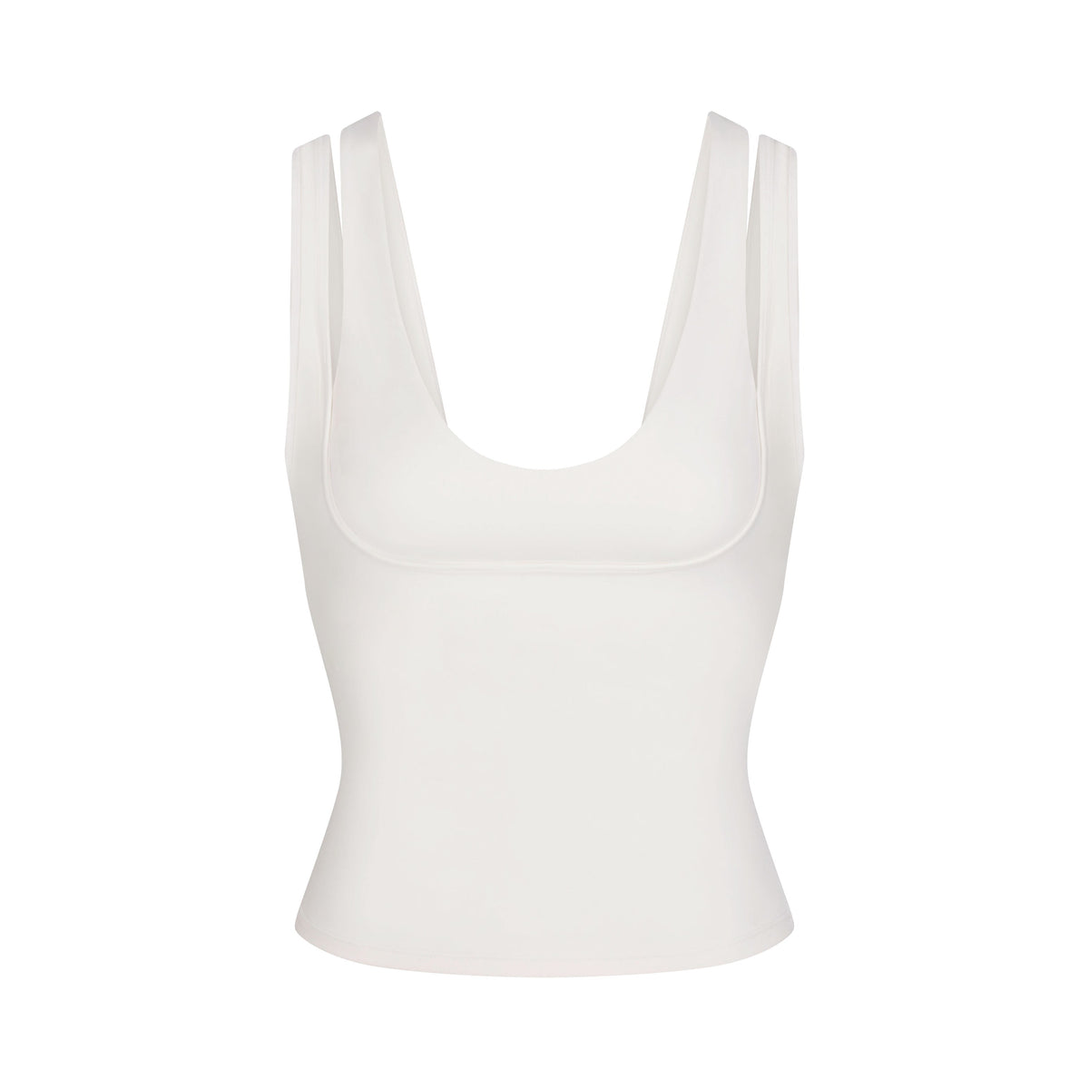 NikeSKIMS MATTE DOUBLE STRAP SCOOP TANK | IVORY LAYS FLAT ON A WHITE BACKGROUND | FLT