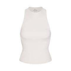 NikeSKIMS MATTE MOCK NECK RACER TANK | IVORY LAYS FLAT ON A WHITE BACKGROUND | FLT