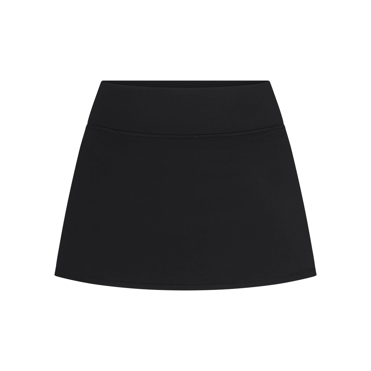 NikeSKIMS MATTE SKORT | NSKM OBSIDIAN LAYS FLAT ON A WHITE BACKGROUND | FLT