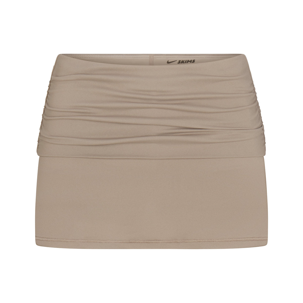 NikeSKIMS AIRY DRI-FIT™ FOLDOVER SKORT | DRIFTWOOD & LAYS FLAT ON A WHITE BACKGROUND | FLT
