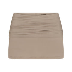 NikeSKIMS AIRY DRI-FIT™ FOLDOVER SKORT | DRIFTWOOD & LAYS FLAT ON A WHITE BACKGROUND | FLT
