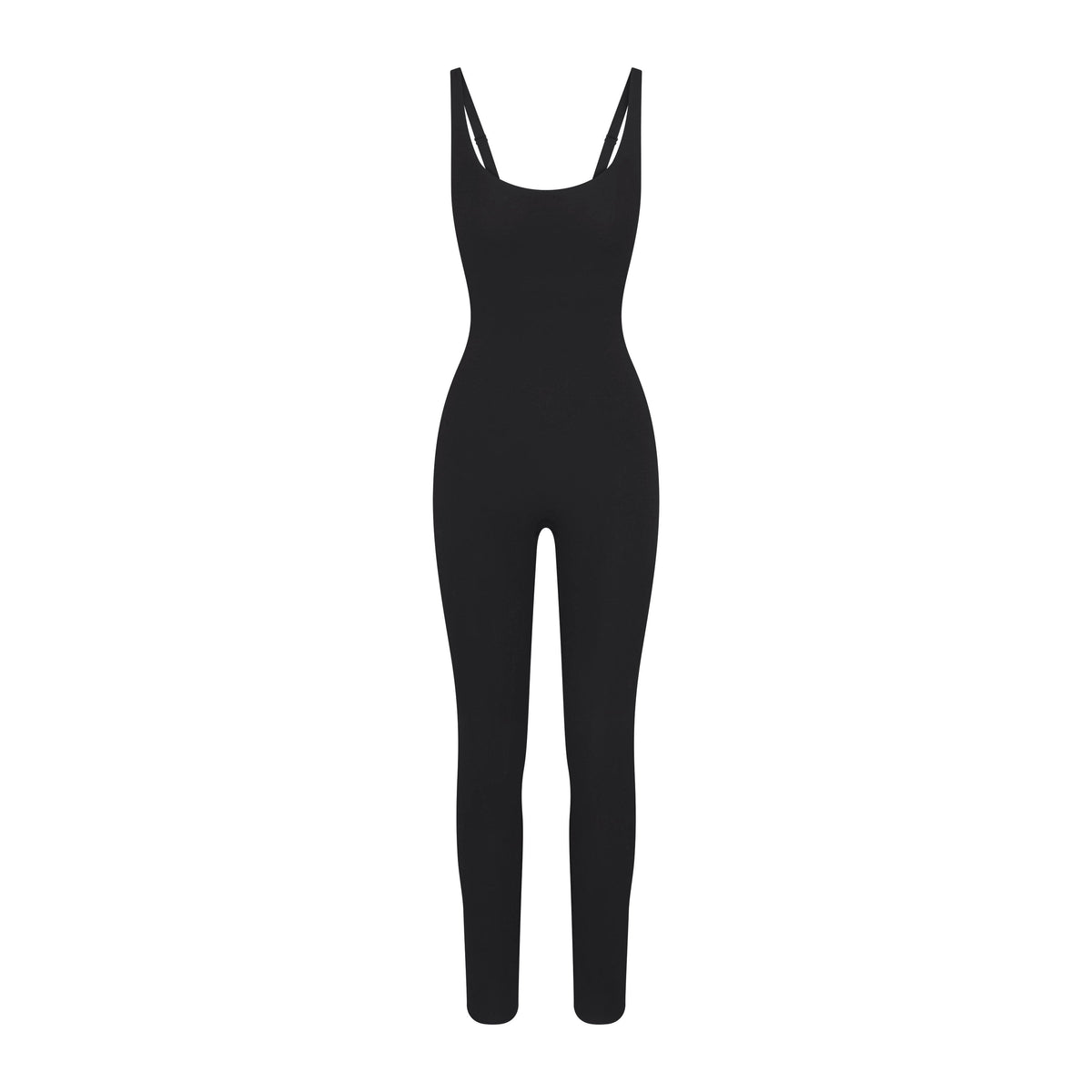 NikeSKIMS STUDIO STRETCH 29" ONE PIECE | OBSIDIAN LAYS FLAT ON A WHITE BACKGROUND | FLT