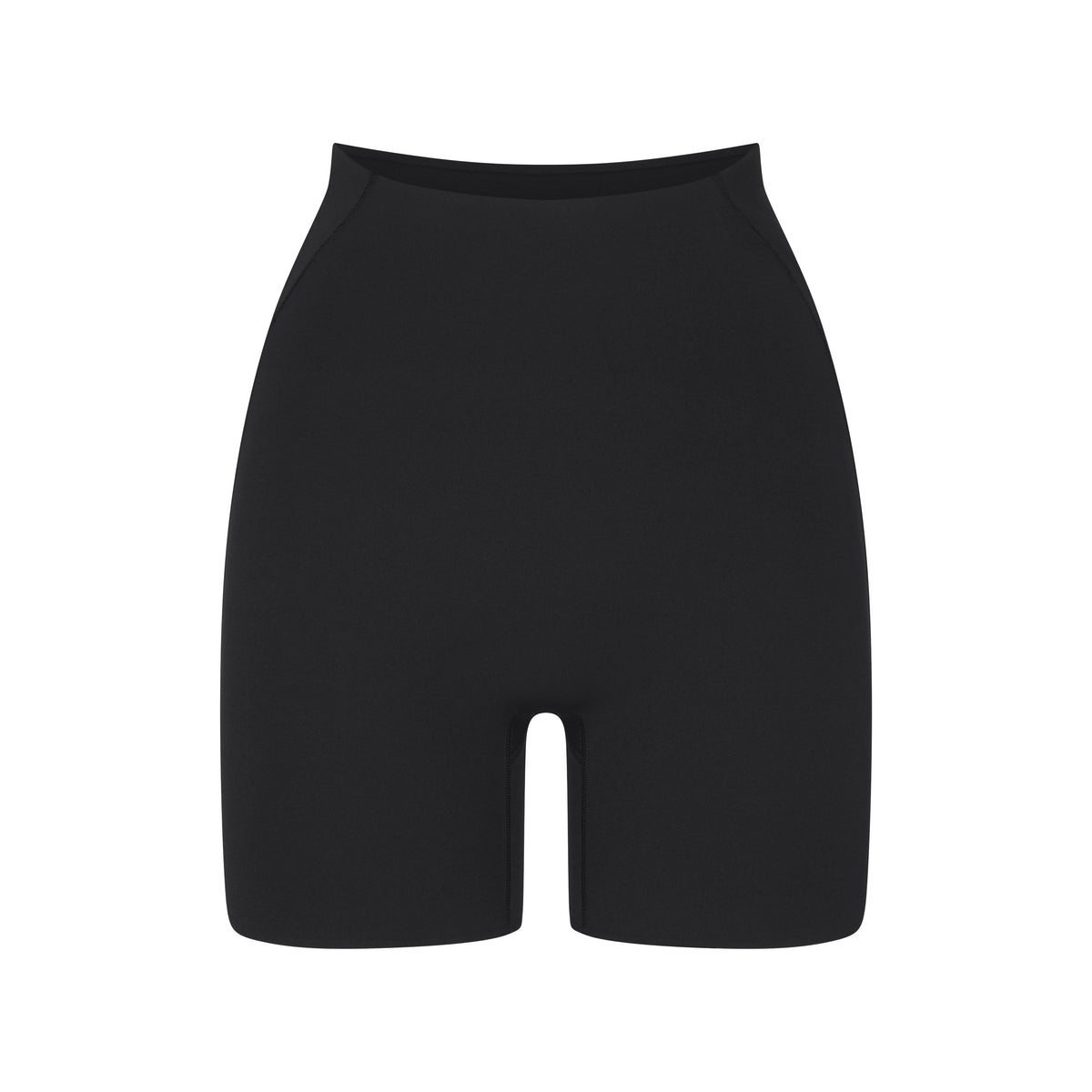 NikeSKIMS STUDIO STRETCH 5" BIKER SHORT | OBSIDIAN LAYS FLAT ON A WHITE BACKGROUND | FLT