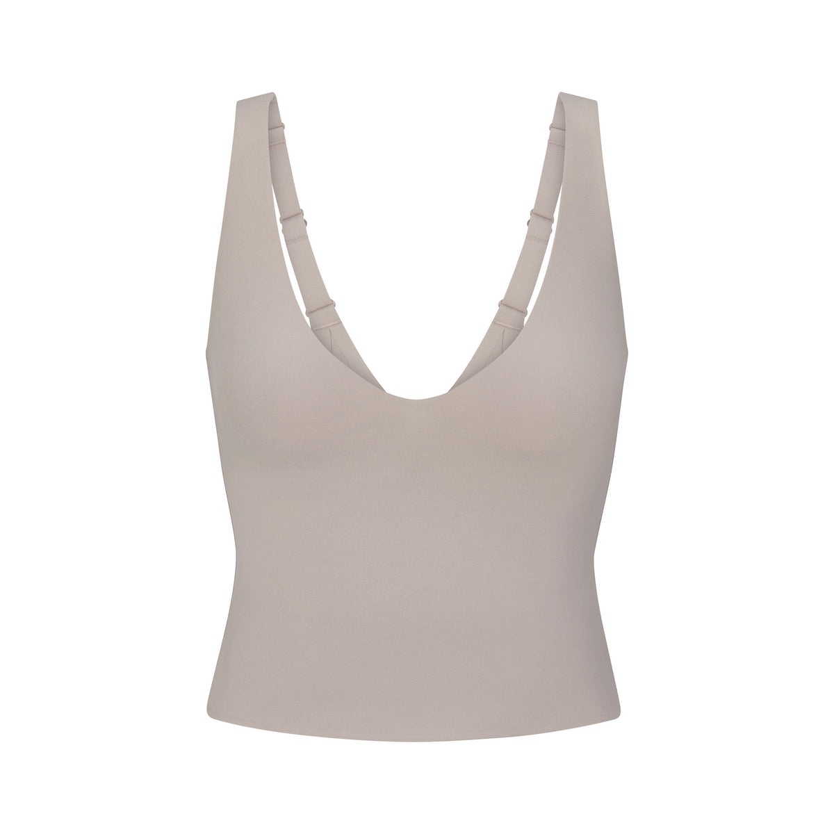 NikeSKIMS STUDIO STRETCH PLUNGE TANK | LINEN LAYS FLAT ON A WHITE BACKGROUND | FLT