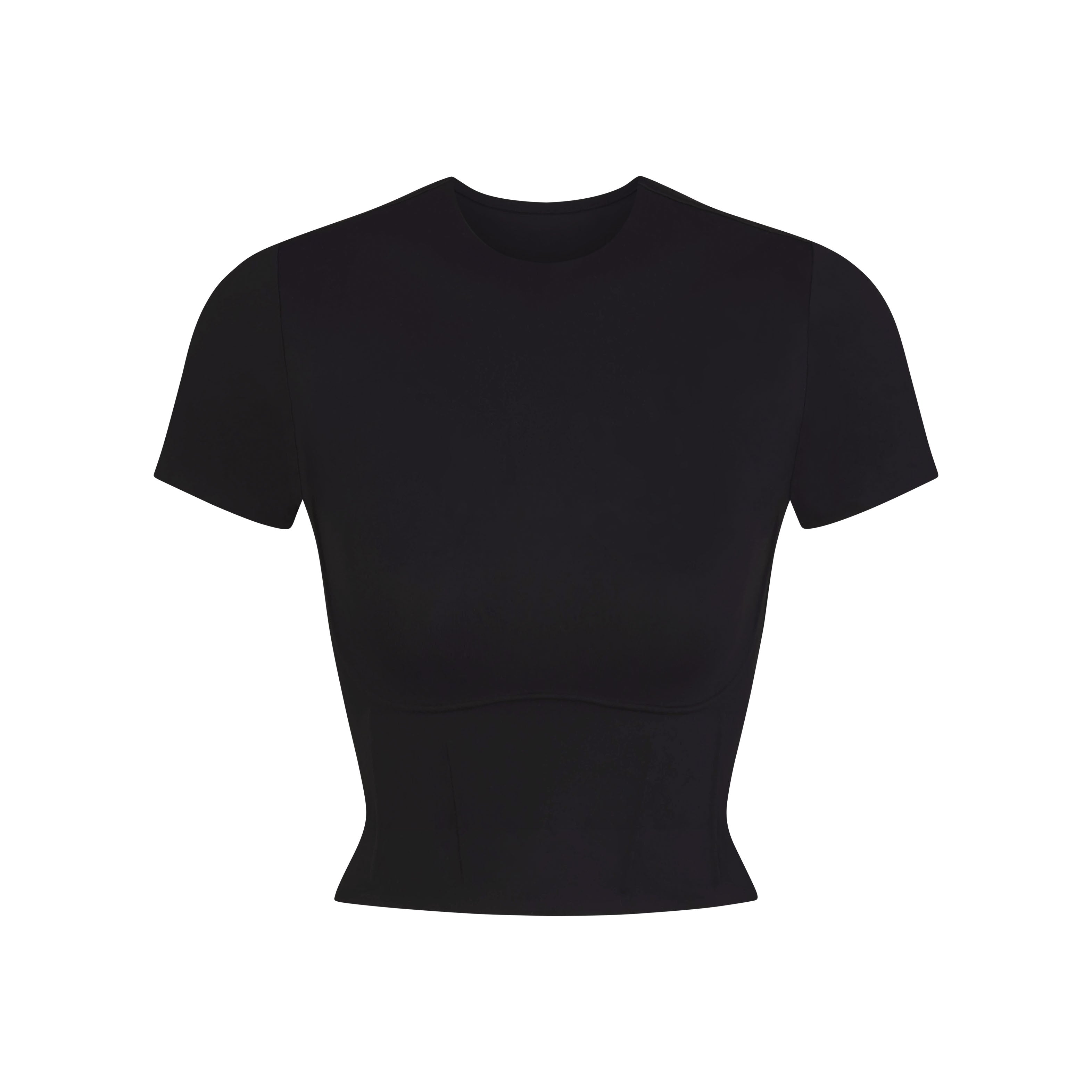 NikeSKIMS MATTE CORSET CROP TOP | OBSIDIAN LAYS FLAT ON A WHITE BACKGROUND | FLT