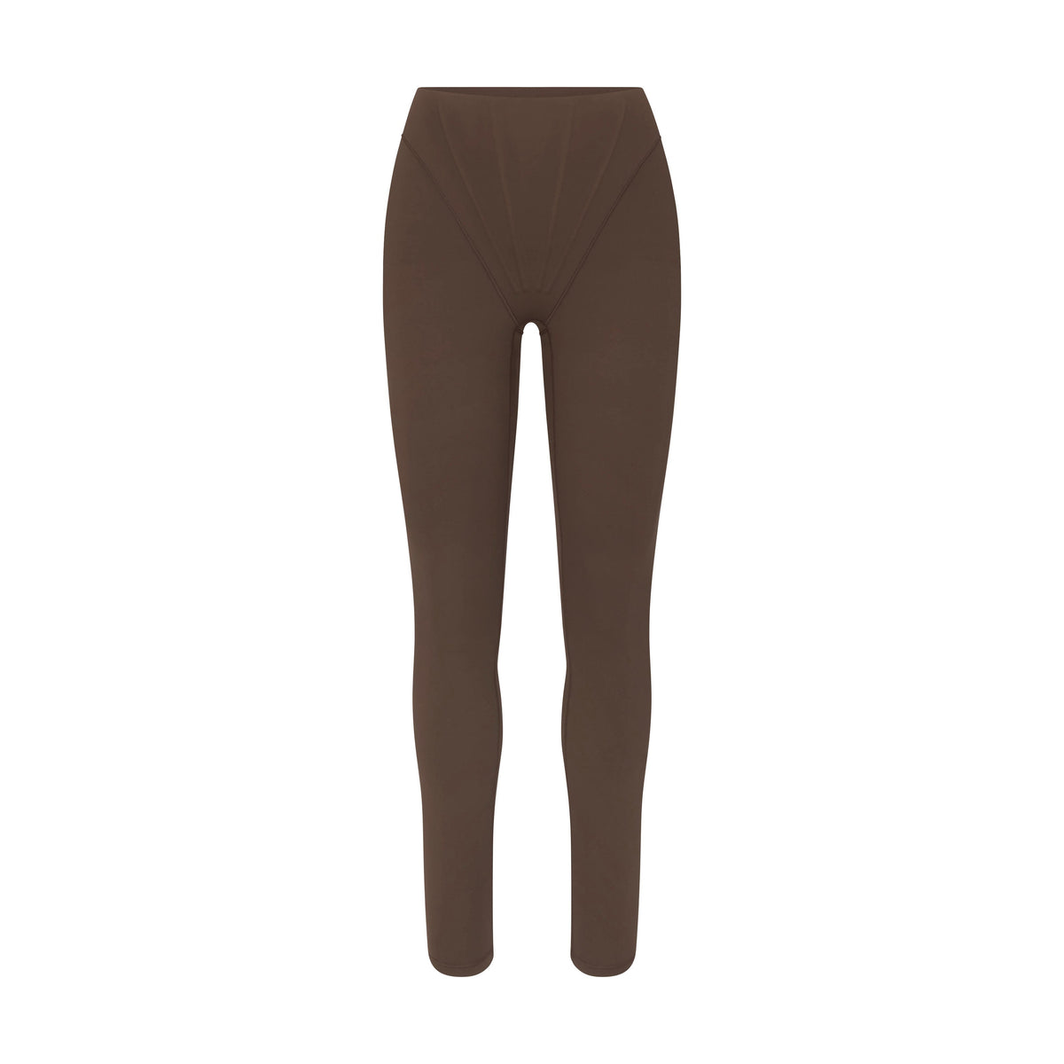 NikeSKIMS MATTE HIGH WAIST CORSET 26" LEGGING | DARK SEPIA LAYS FLAT ON A WHITE BACKGROUND | FLT