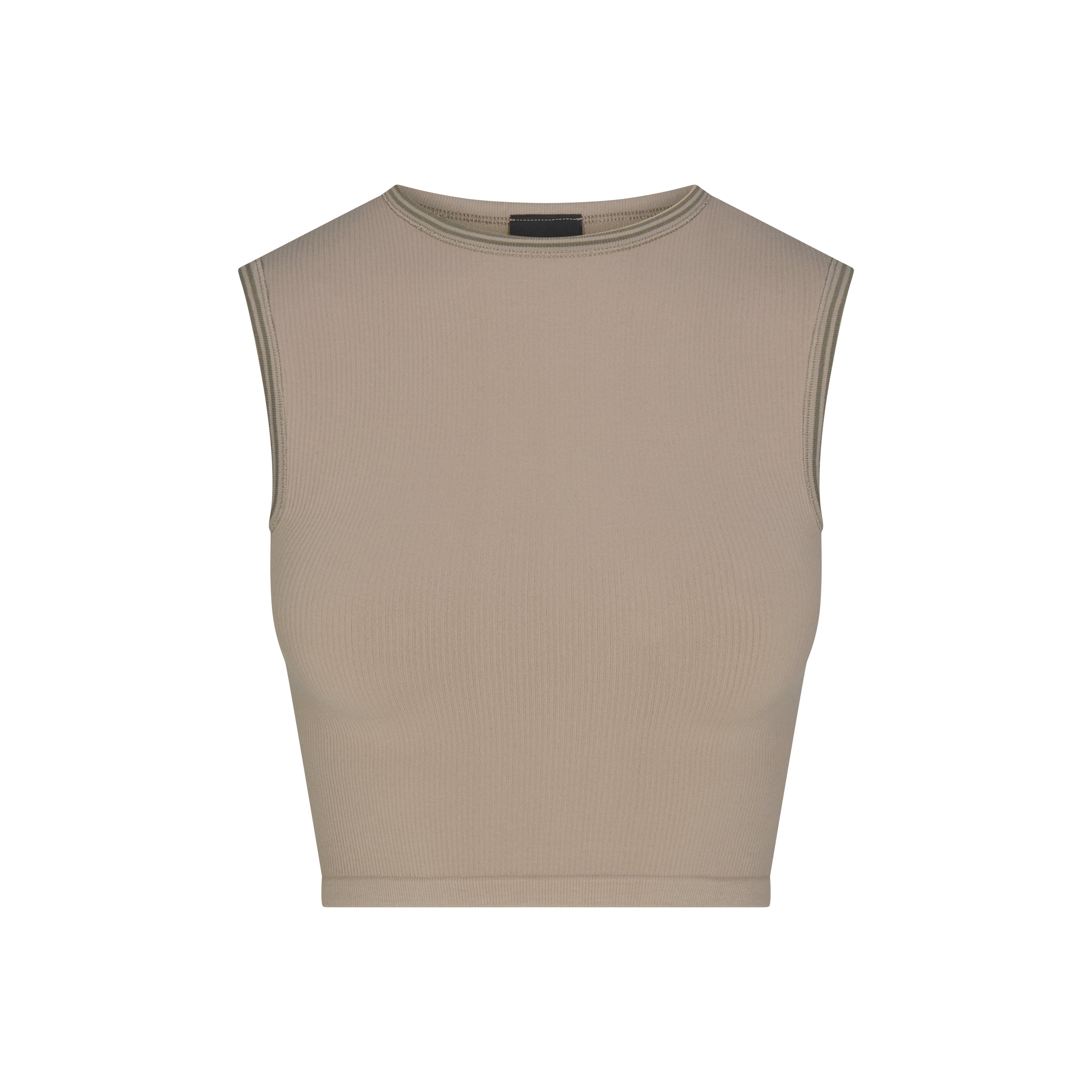 NikeSKIMS RIBBED SEAMLESS MUSCLE TANK | DRIFTWOOD & LAYS FLAT ON A WHITE BACKGROUND | FLT
