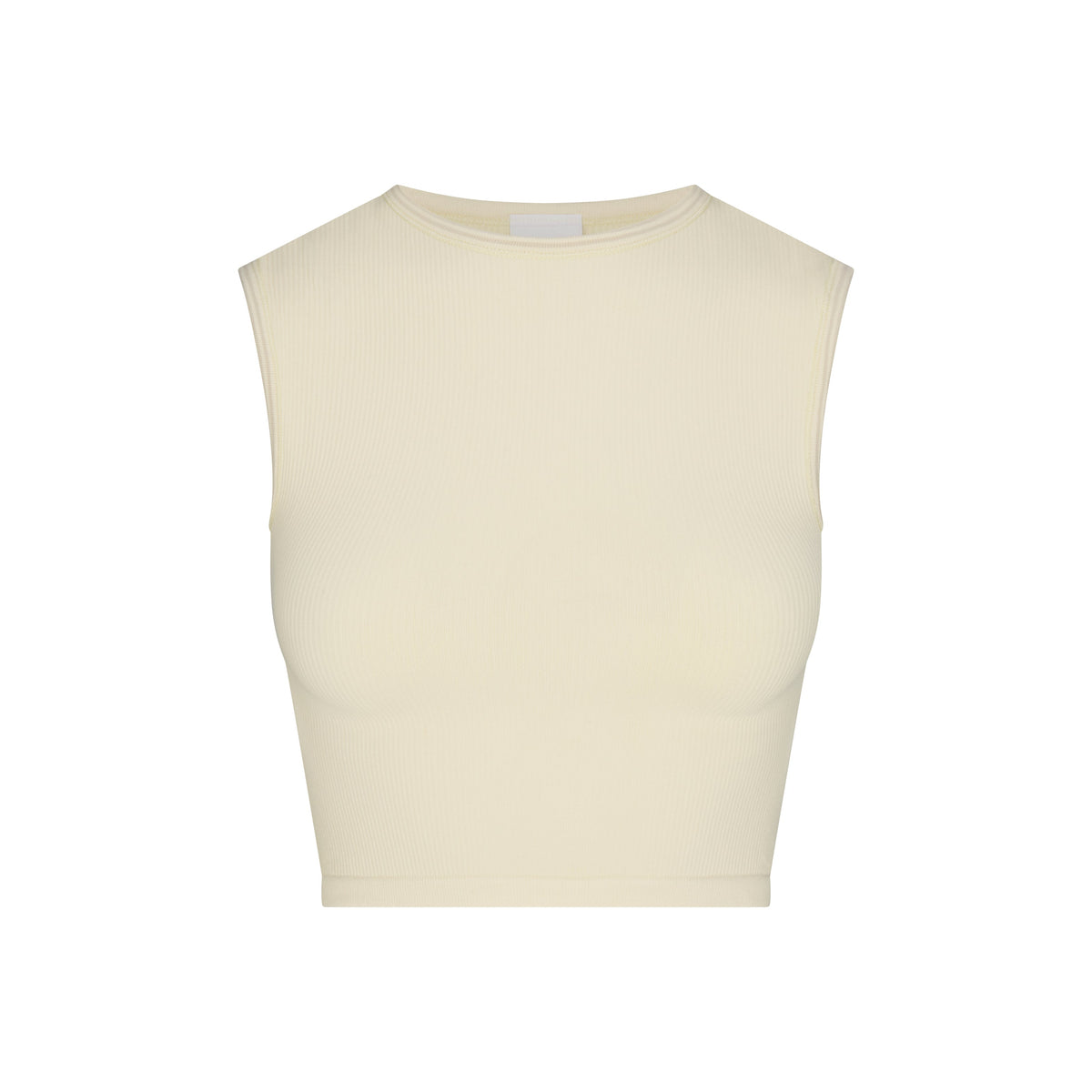 NikeSKIMS RIBBED SEAMLESS MUSCLE TANK | LEMON DROP & LAYS FLAT ON A WHITE BACKGROUND | FLT