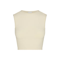 NikeSKIMS RIBBED SEAMLESS MUSCLE TANK | LEMON DROP & LAYS FLAT ON A WHITE BACKGROUND | FLT