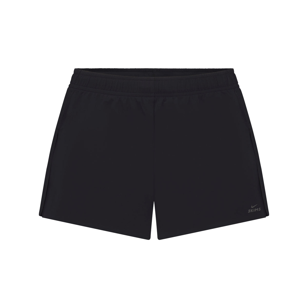 NikeSKIMS STRETCH NYLON RUNNER SHORT | OBSIDIAN LAYS FLAT ON A WHITE BACKGROUND | FLT