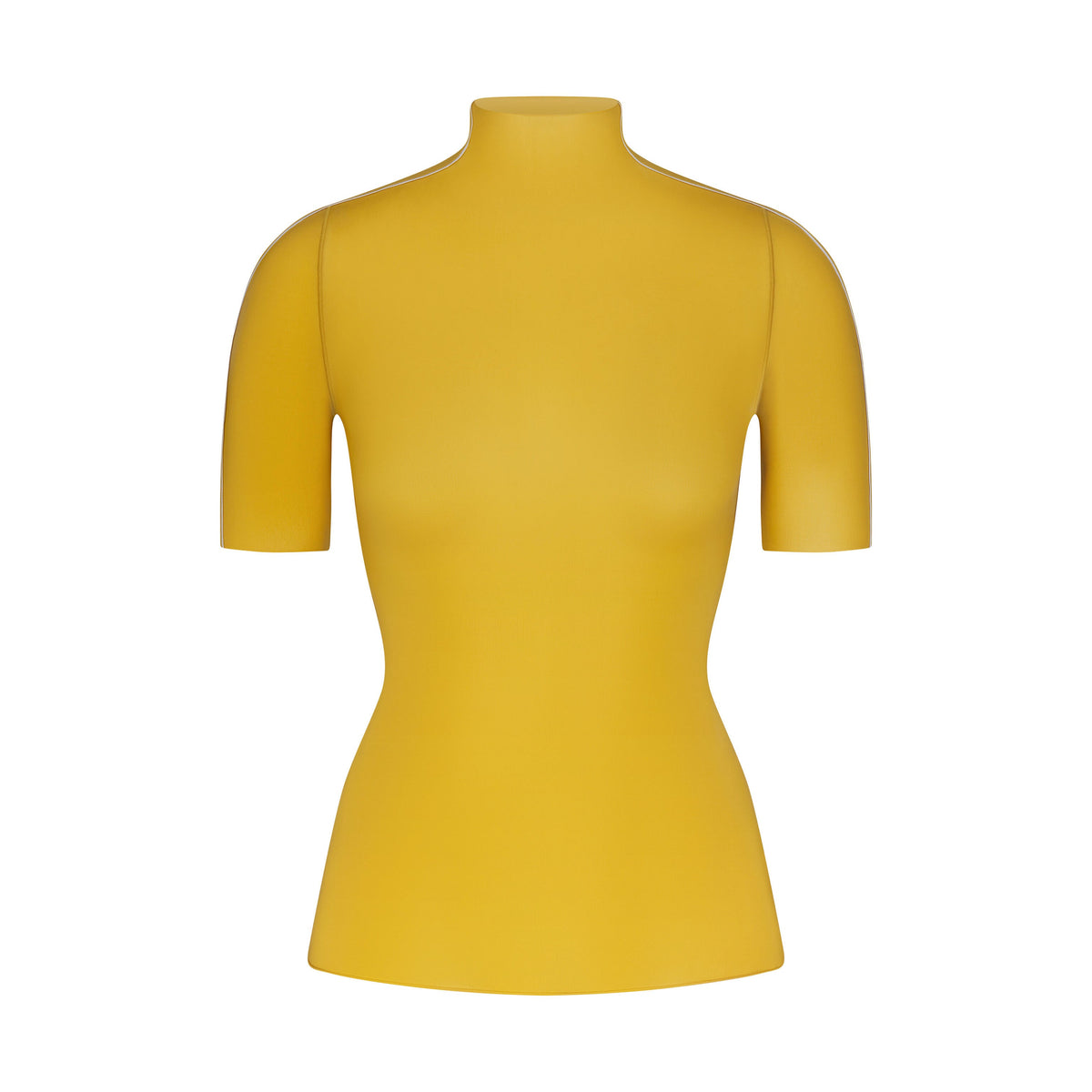 NikeSKIMS WEIGHTLESS LAYERS MOCK NECK SHORT SLEEVE T-SHIRT | CITRINE & LAYS FLAT ON A WHITE BACKGROUND | FLT