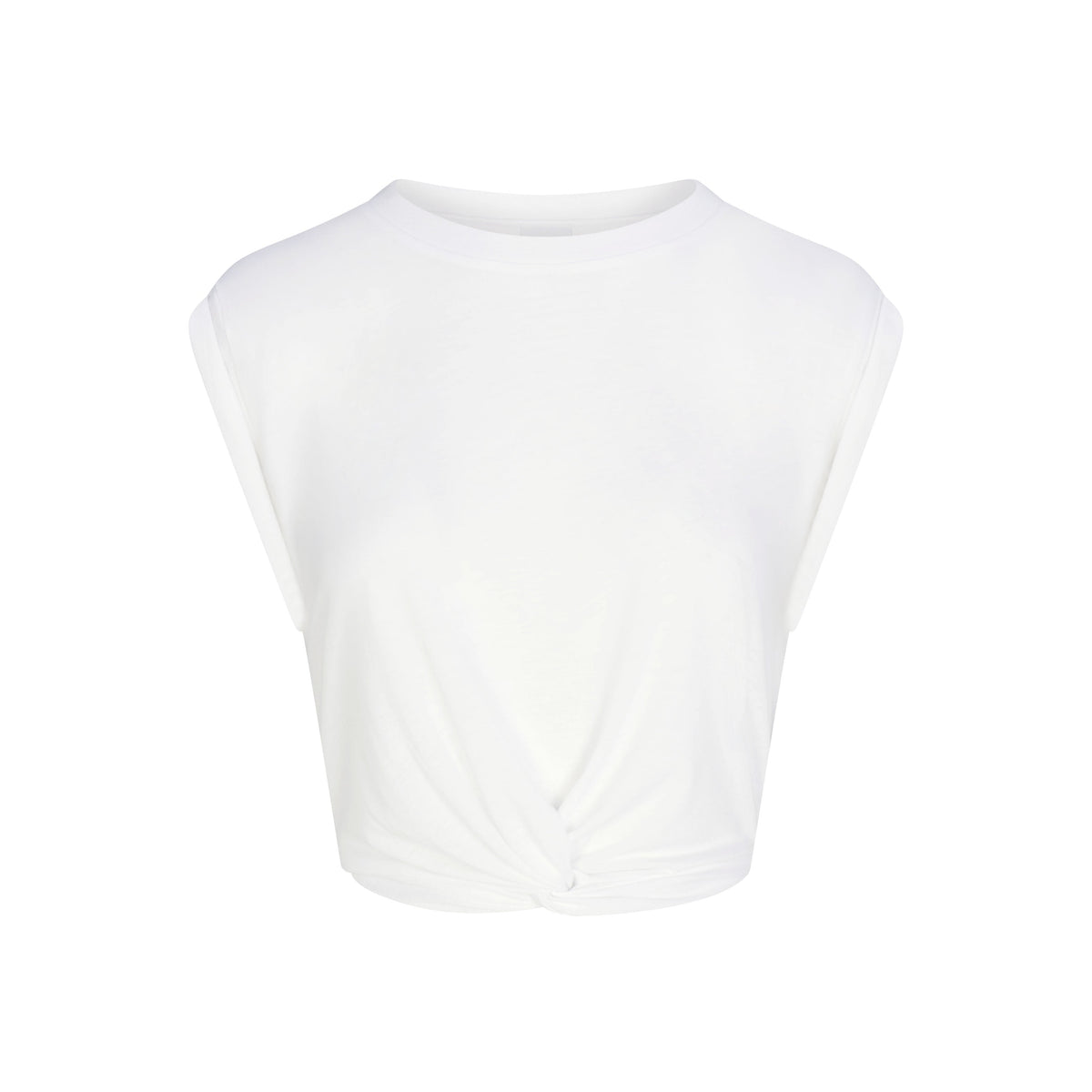 NikeSKIMS PERFORMANCE COTTON BLEND CROP TWIST TANK | SNOW & LAYS FLAT ON A WHITE BACKGROUND | FLT